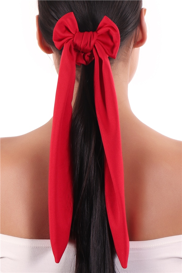 hahai accessoriesKadın Uzun Kurdele Model Kırmızı Scrunchie Toka