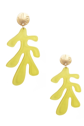 Kadın Altın & Sarı Pleksi Çivili Model Tasarım Mercan Küpe