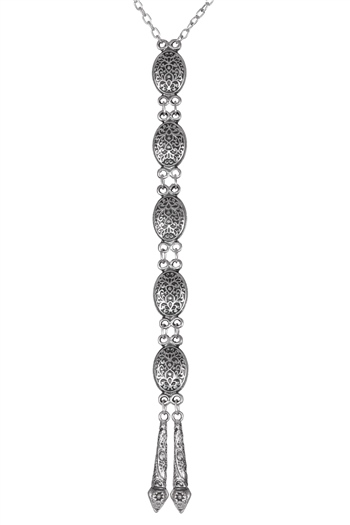 Kadın Antik Gümüş Kaplama Osmanlı Motifli Kolye