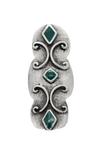 LabalabaKadın Antik Gümüş Kaplama Yeşil Mineli Ayarlanabilir Otantik Yüzük