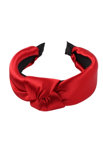 hahai accessoriesKadın Geniş Band Düğümlü Saten Kırmızı Taç