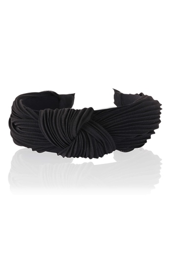 hahai accessoriesKadın Pileli Kumaş Siyah Renk Düğümlü Geniş Vintage Taç
