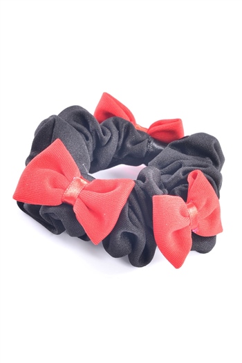 hahai accessoriesKadın Siyah & Kırmızı Çoklu Fiyonklu Scrunchie Toka