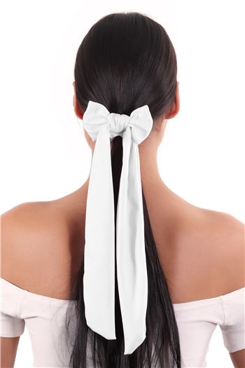 hahai accessoriesKadın Uzun Kurdele Model Beyaz Scrunchie Toka