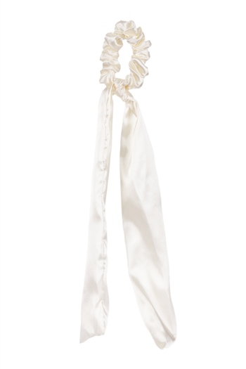 hahai accessoriesKadın Uzun Kurdele Model Saten Beyaz Scrunchie Toka