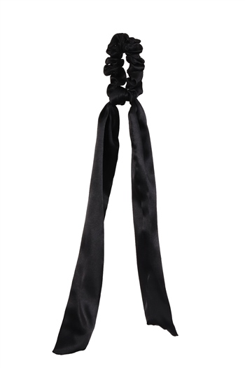 hahai accessoriesKadın Uzun Kurdele Model Saten Siyah Scrunchie Toka