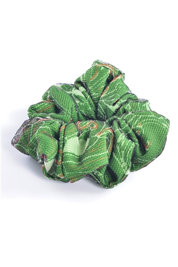 hahai accessoriesKadın Yeşil Desenli Scrunchie Toka