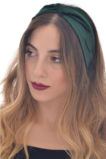 hahai accessoriesKadın Yeşil Renk Kadife Büzgülü Saç Bandı